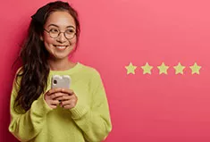 Girl giving 5 star review